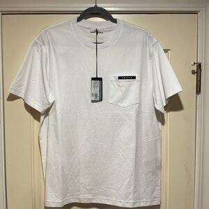 NWT Prada White Short Sleeve Men's Tee, Size L